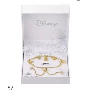 Disney 14K Gold-plated and Cubic Zirconia Forever a Princess Bolo Bracelet. NIB.